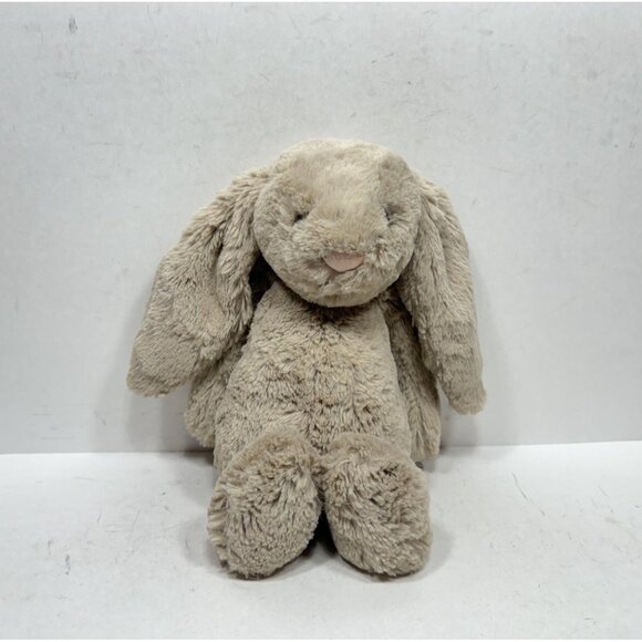 Jellycat Medium Beige Bashful Bunny White Tail Plush Stuffed Animal - Picture 1 of 5